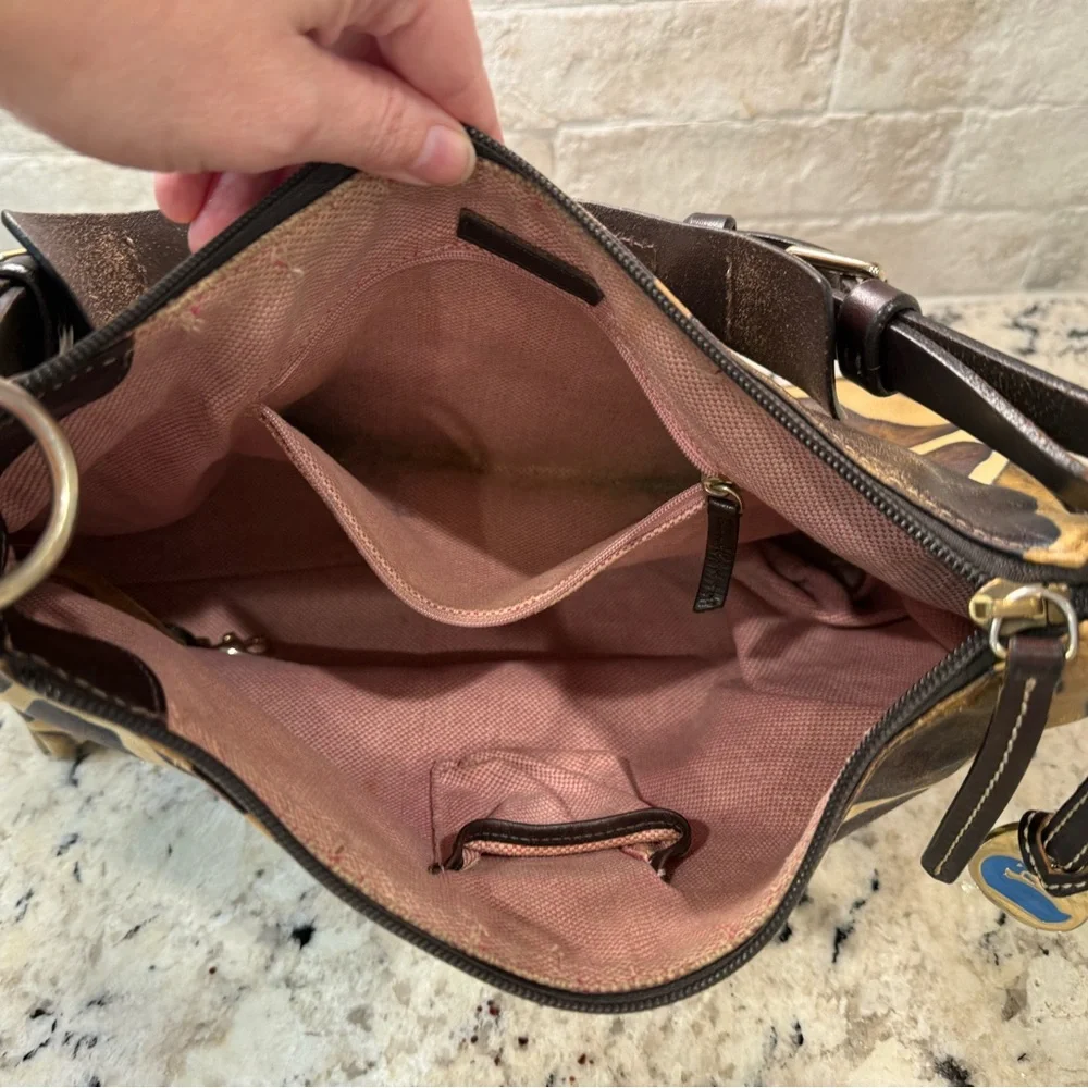 Dooney & Bourke GUC Vintage Giraffe Print Hobo Bag w/Dusty - Picture 6 of 8